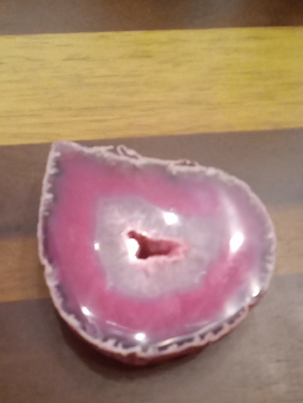 Pink Agate Geode Slice Decorative Stone